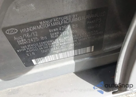 2013 Hyundai Sonata Gls из США, поврежденный, VIN 5NPEB4AC4DH584556